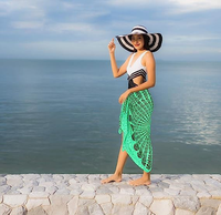 Pareo de Playa Personalizado para Mujer, Estampado de Animales, Verde, con Estampado de Pavo Real y Leopardo, para Bikini, Venta Caliente