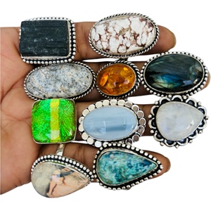 แหวนพลอยผสมธรรมชาติคุณภาพสูง แหวนชุบเงินสเตอร์ลิง แหวนแฟชั่นพลอยทองเหลืองขายส่ง เครื่องประดับกันน้ำ - Product Image 2