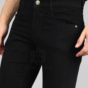High <b>Waist</b> Lightweight <b>Elastic</b> Canvas <b>Waist</b> Men's <b>Jeans</b> Pant Customizable Private Outdoor Use Good Quality Straight Mid <b>Waist</b> - Product Image 6