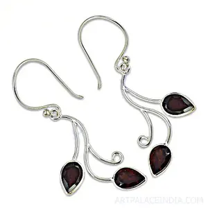 Boucles d'oreilles en argent 925 pour femmes, forme goutte d'eau, grenat, plaqué or rose, pour mariage, fête, cadeau, avec perle et diamant en forme de goutte d'eau - Product Image 3