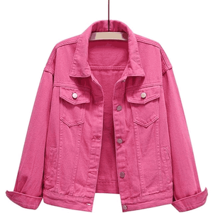 แจ็กเก็ตยีนส์สั้นประดับมุกปักหมุดสำหรับผู้หญิงแจ็กเก็ตยีนส์ประดับลูกปัดไข่มุกสำหรับผู้หญิงเสื้อโค้ทยีนส์ทรงหลวม - Product Image 2