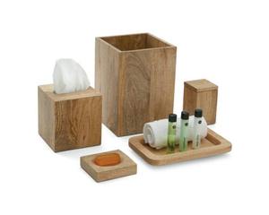 Juego de Baño Ecológico de Madera, Dispensador de Jabón y Loción, Caja de Pañuelos, Papelera, Jabonera, Portaescobillas - Product Image 2