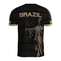 Camiseta de fútbol personalizada con estampado de bandera de país brasileño, camiseta de poliéster 100%, ropa de equipo de talla grande 5xl
