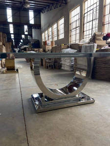 DreamLike Factory Modern Home Ensemble de table à manger en acier inoxydable avec cadre doré Meubles Table à manger de luxe Table de mariage - Product Image 3