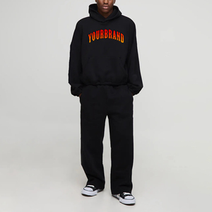 Top vente article hommes pantalons de survêtement personnalisables et ensembles à capuche 450 GSM épais chaud surdimensionné coupe ample survêtement homme 2 pièces ensemble - Product Image 1