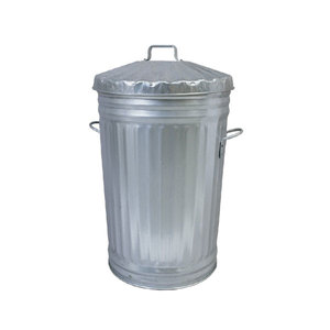 Cubo de basura redondo galvanizado blanco de metal elegante de tamaño mediano, perfecto para uso diario en interiores y exteriores, eliminación de residuos con estilo - Product Image 2