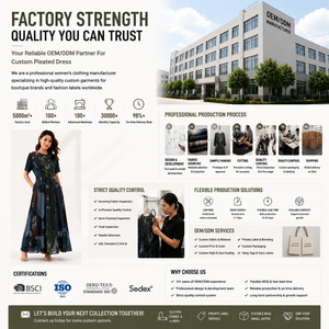 Robe plissée sur mesure, fabricant de vêtements pour femmes OEM, fournisseur de <span class=keywords><strong>robes</strong></span> à marque privée pour les marques de boutiques, production en petites séries - Product Image 5