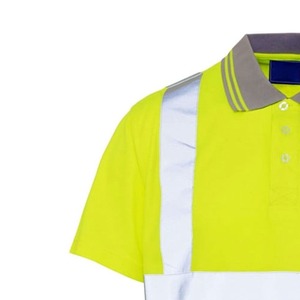Hi <b>Vis</b> Reflective Polo <b>Shirts</b> Reflective <b>T</b>-<b>shirt</b> Grey <b>High</b> Visibility Safety Short Sleeve with Green Color Customized - Product Image 4