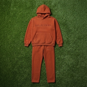 Womens Rust Orange Fleece Hoodie Tracksuit <b>Set</b> Pullover Sweatshirt <b>Jogger</b> Pants <b>Matching</b> Casual Streetwear Loungewear - Product Image 6