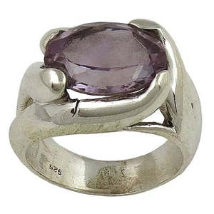 Anillo de Plata de Ley 925 con Amatista para Mujer, Joyería Elegante con Piedras Preciosas - Product Image 1