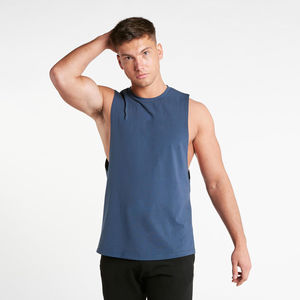 Camisetas sin mangas de entrenamiento de verano para hombre de la mejor calidad, algodón liso, botón de secado rápido, decoración, técnica lavada a la piedra, colores personalizados caídos - Product Image 5