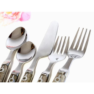 Ensemble de couverts de qualité supérieure en acier inoxydable avec manche en bois élégant, parfait pour les ustensiles de cuisine, les couverts de mariage - Product Image 6