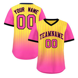 Maillots de baseball à col en V respirants à impression numérique personnalisée, vente en gros, maillots de baseball vierges bon marché, vêtements de sport, 100% polyester - Product Image 5