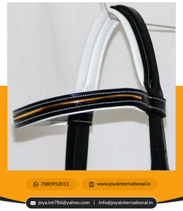 Cuir GOLD PING NOIR BRILLANT Confort BLANC Rembourré Dressage Bride Western Cuir Brides léger - Product Image 4