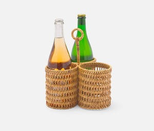 New Arrival Sustainable Woven Wicker Rattan <b>Wine</b> Rack Compact Round Shape Double Bottle <b>Holder</b> Handmade For Wholesale Bulk Buyer - Product Image 3