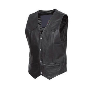 Premium Quality Blank Genuine Cowhide Leather Vest, Custom Top Quality Premium Design Custom Made Leather Vest with Embroidery - Product Image 3
