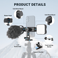 Soporte Metálico para Teléfono con Zapatas Frías y Base Arca QR, Perilla de Control 360 °   Adaptador de Trípode para Teléfono Celular para iPhone, Trípode de Escritorio