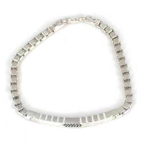 Bracelet chaîne en argent sterling 925 avec pierre d'onyx en forme de cube et motif flèche, idéal pour un cadeau - Product Image 4