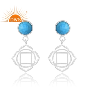 Dernière vente de boucles d'oreilles en argent sterling 925 avec pierres précieuses en turquoise naturelle Fabricant de bijoux personnalisés - Product Image 1
