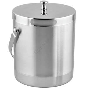 Cubo de hielo de doble pared Premium en color plateado con tapa y diseño clásico elegante - Product Image 1