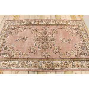 Tapis vintage 4,3x6,6 pieds, tapis turc, tapis à carreaux rouges - Product Image 2