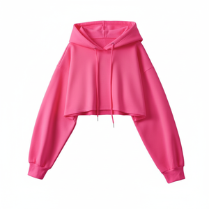 Sudadera Corta Moderna para Mujer, Sudadera de Forro Polar Acogedora con Hombros Caídos, Diseño Personalizado, Proveedor de Ropa Urbana al por Mayor - Product Image 3