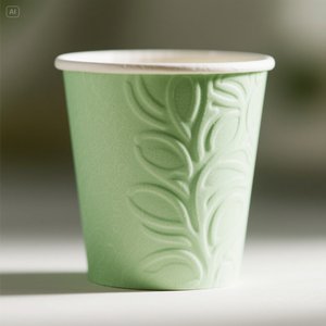 Taza de papel verde ecológica con diseño en relieve blanco 16 oz 50 paquetes desechables y elegantes - Product Image 4