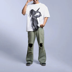 Personalizar Streetwear Serigrafía Camiseta Algodón Orgánico Gráfico Peso Pesado Camisetas Para Hombres - Product Image 6