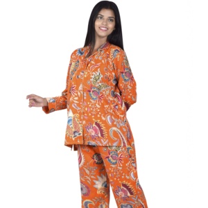 Vêtements d'été légers pour femmes en coton fait à la main imprimé floral pyjamas de style PJ tailles XL et 5XL - Product Image 1