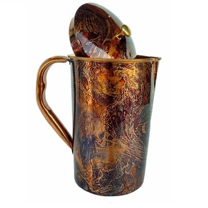 Jarra de agua potable decorativa para casa, jarra de cobre aislada con acabado pulido brillante, jarra contenedora de agua potable - Product Image 6