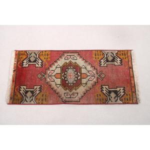 Vintage Turkish Small Rug 1.3x2.9 ft, <b>Red</b> <b>Wool</b> Rug - Product Image 5