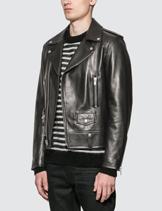 Veste en cuir véritable unisexe, design slim, blocs de couleur, col montant, logo personnalisé, haute qualité, imperméable et coupe-vent - Product Image 2