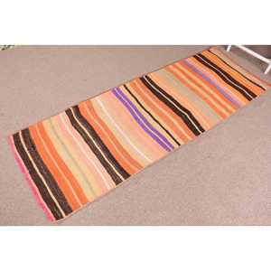 พรมวิ่งสไตล์ตุรกีวินเทจ ขนาด 2.4x6.9 ฟุต ลายต้นไม้สีส้ม ทำจากขนสัตว์ - Product Image 2