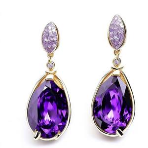 ต่างหูพลอยสีฟ้าอเมทิสต์ทรงลูกแพร์ 5 มม. เงินแท้ 925 ชุบทอง 18K เครื่องประดับคุณภาพ ราคาขายส่ง - Product Image 5