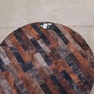 Kyc 2025พรมปูพื้นหนังวัวสามชั้นแบบสามคอลอร์พรมปูพื้นปูพื้นแบบเย็บปะติดหนังวัวแท้ - Product Image 1