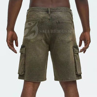 Shorts longs en jean tricoté pour homme, tendance 2025, respirants, légers, taille mi-haute élastique, motif personnalisé, plusieurs poches, été, style hip-hop