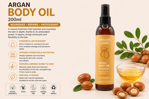 Aceite de Argán de Marca Privada 200ml OEM |   Aceite Hidratante para Cuerpo y Cabello |   Vitamina E Antioxidante |   Vegano Natural |   Hecho en España, UE - Product Image 2