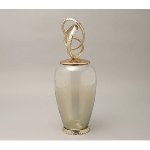 Luxury Gold Knot Glass <b>Jar</b> Set Modern Home Decor Art Vase Ornament Elegant Centerpiece Stylish Tabletop Storage Display Accent - Product Image 2
