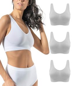 <span class=keywords><strong>Reggiseno</strong></span> senza cuciture da donna, senza ferretto, confezione da 3, bralette in <span class=keywords><strong>microfibra</strong></span> tinta unita, con spalline larghe, traspirante e confortevole - Product Image 1