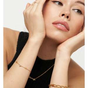 Milkkye 18K Gold Plated 925 Sterling Silver Inez <b>Initial</b> Zircon Heart Diamond-Shaped Fine Charm <b>Bracelet</b> - Product Image 2