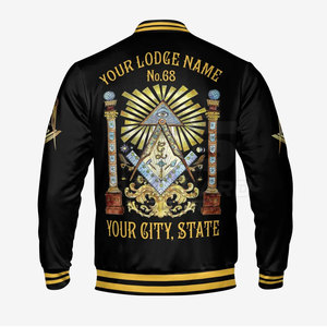 Chaqueta Universitaria Masónica para Hombre con Símbolo Masónico Bordado, Chaqueta Universitaria de la Hermandad Masónica - Product Image 3