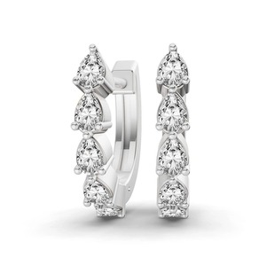 Curved Pear Lab Grown Diamond <b>Huggie</b> Earrings 0.75 Ct Tw F-G Color VS Clarity 10 Diamonds 14K <b>Solid</b> <b>Gold</b> Fashionable Product - Product Image 2