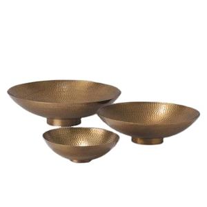 Kinglang — ensemble de 3 bols anciens en laiton, vaisselle décorative pour salade de fruits uniques, plats en métal vintage, ensemble de bols transparents de luxe - Product Image 1