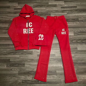 ชุดวอร์มกางเกงสเวตเตอร์ของผู้ชายผ้าคอตตอนซักด้วยกรดเทอร์รี่ความหนาแบบกองกันทรงโอเวอร์ไซส์กำหนดเอง100% กำหนดได้ - Product Image 1