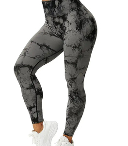 2024 LOGO personalizado sin costuras Tie Dye Yoga leggings Mármol Fitness & Yoga wear Scrunch Butt Leggings para mujeres por huzaifa productos - Product Image 1