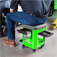 Werkstatt-Rollhocker mit 2 Schubladen, 360° drehbar °   Drehbarer Mechaniker-Rollhocker, Schwerlast-Garagenstuhl 280lbs Tragkraft GAPGAR027