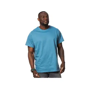 Men's Clothing Men's T-Shirt Blue Color Polyester and Cotton High Quality Soft Premium Big Size Premium - From Turkey
