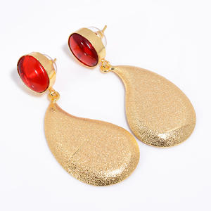 Laiton 14k plaqué or mode pierres précieuses boucle d'oreille à la main personnalisé en laiton pierres précieuses bijoux exportateur fabricant bijoux en laiton - Product Image 3