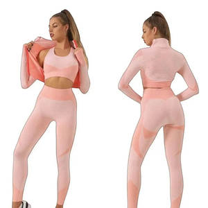 Conjunto de Yoga de secado rápido para mujer de alta calidad, éxito de ventas, servicio OEM, conjunto de Yoga de 3 piezas personalizado - Product Image 4