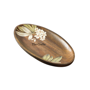 Plateau de service en bois de qualité supérieure, forme ovale, pour fruits, desserts, pour les mariages et les fêtes - Product Image 1